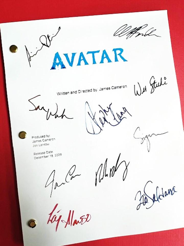 AVATAR Movie Script Signed Sam Worthington, Zoe Saldana, Stephen Lang ...