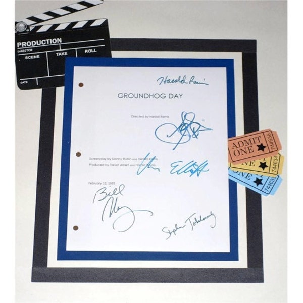 Groundhog Day Movie Script Signed Screenplay Autographed: Bill Murray, Andie MacDowell, Chris Elliott, Stephen Tobolowsky, Harold Ramis