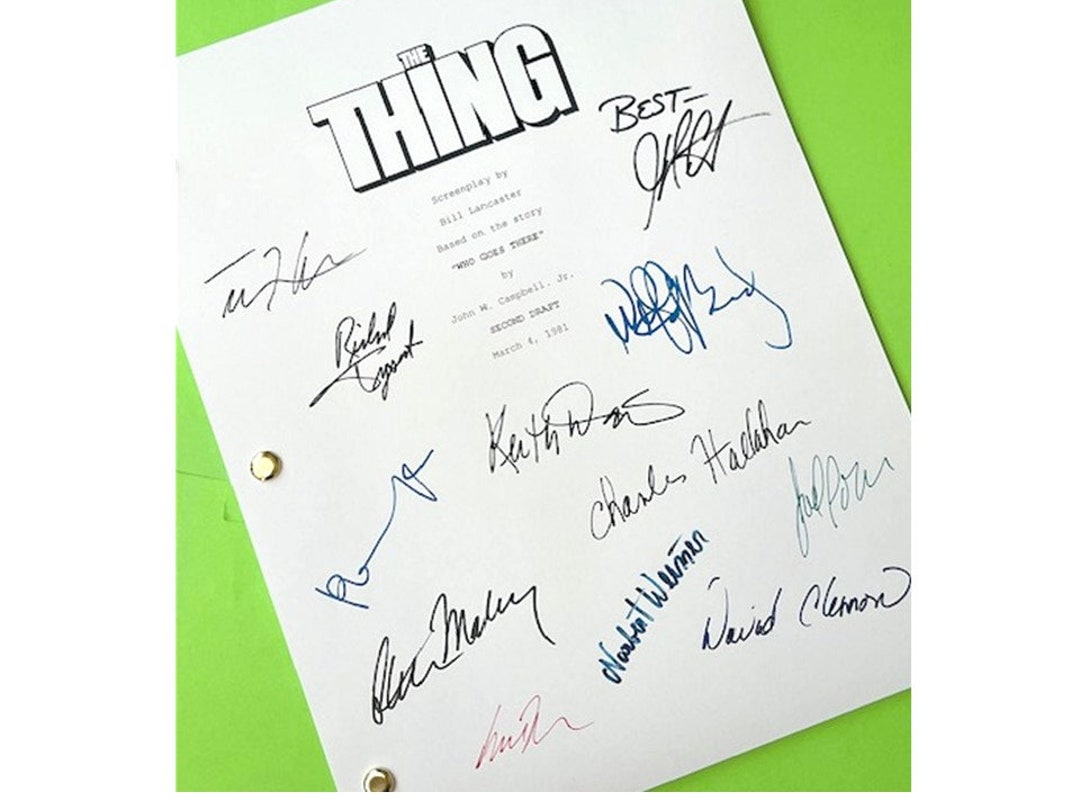 The Thing Movie Script Signed Kurt Russell, A. Wilford Brimley, David ...