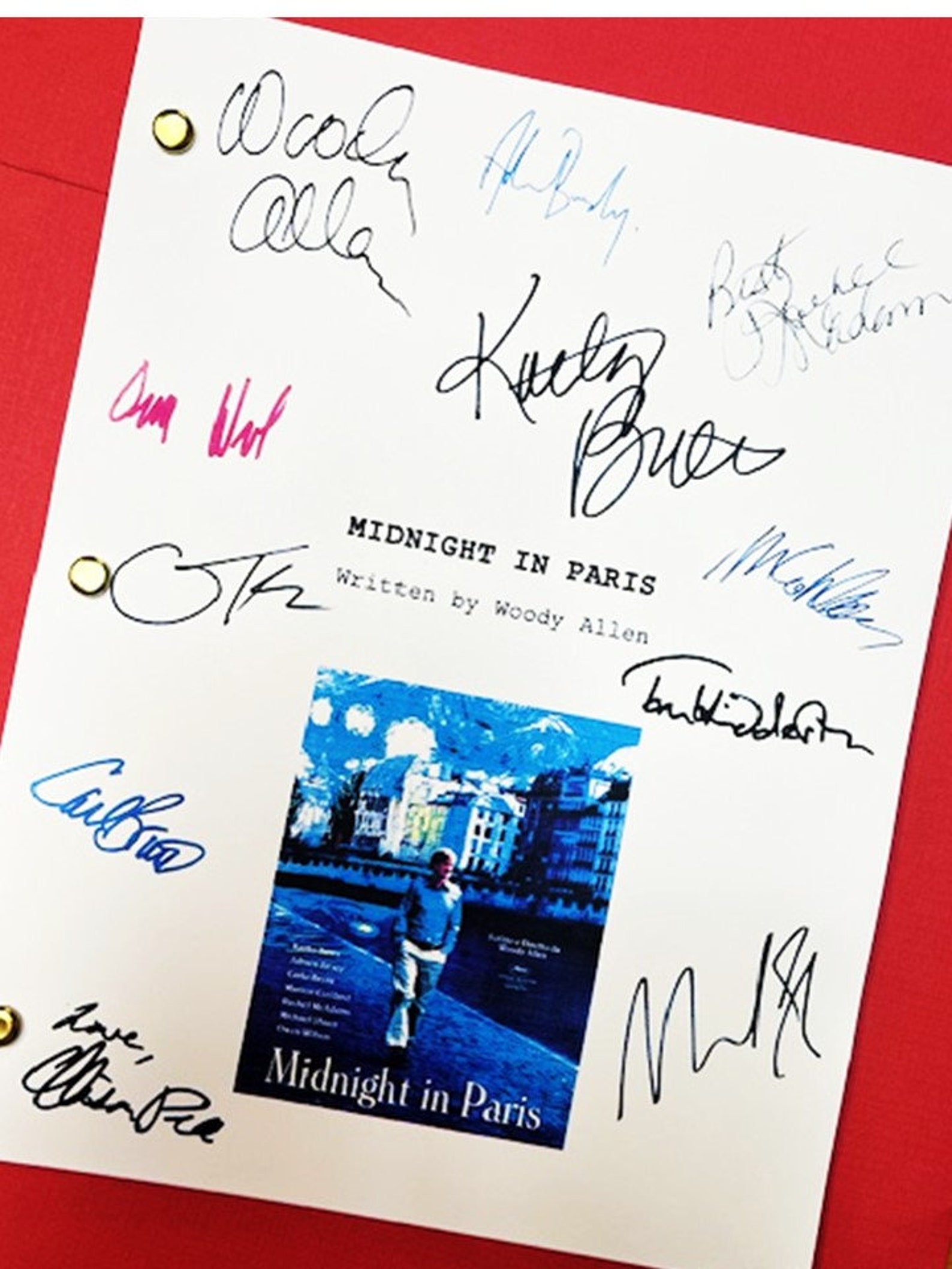 Midnight in Paris Script Signed Woody Allen, Rachel Mcadams, Tom ...