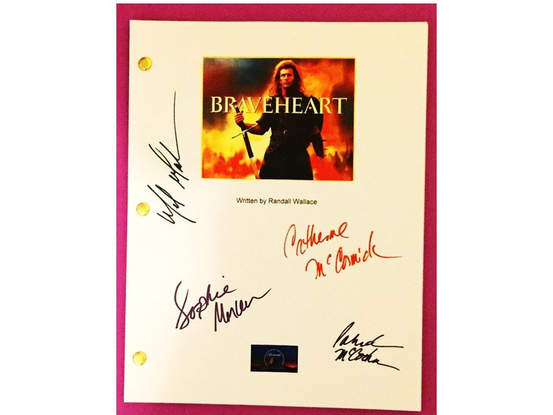 Braveheart Signed Script Rpt Mel Gibson, Sophie Marceau, Patrick McGoohan, Catherine McCormack image 1