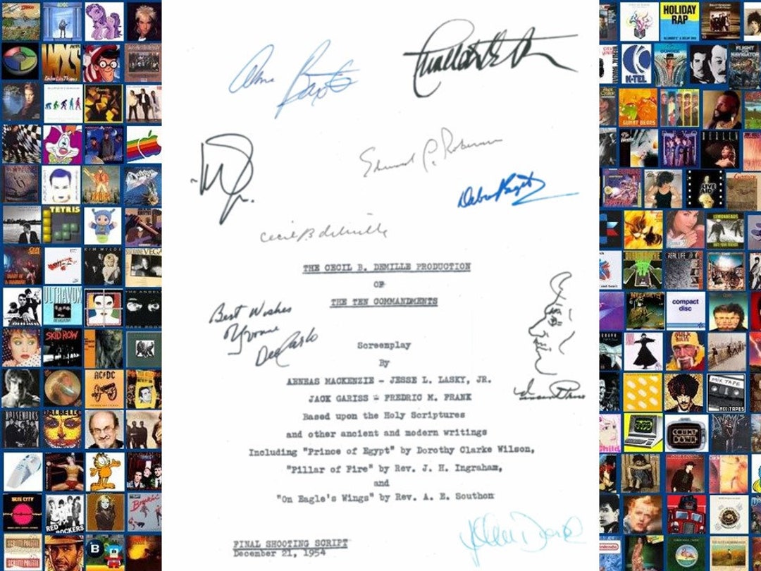 Derek Script Ten Commandments Movie Script Signed Charlton Heston, Yul Brynner, Anne ...