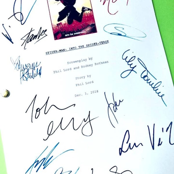 Spider-Man Into Spider-Verse Movie Script Spiderman Signed Stan Lee, Shameik Moore, Jake Johnson, Hailes Steinfeld, Mahershala Ali +more