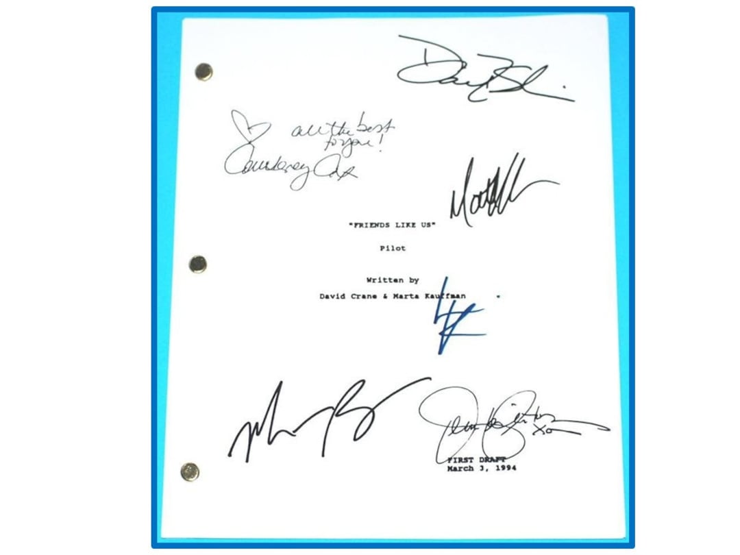 Friends TV Pilot Script Autographed Signed Jennifer Aniston, David