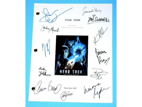 Star Trek 2007 Movie Signed Script Screenplay Autographed: Chris Pine, Leonard Nimoy, Zachary Quinto, Bruce Greenwood, Simon Pegg, John Cho