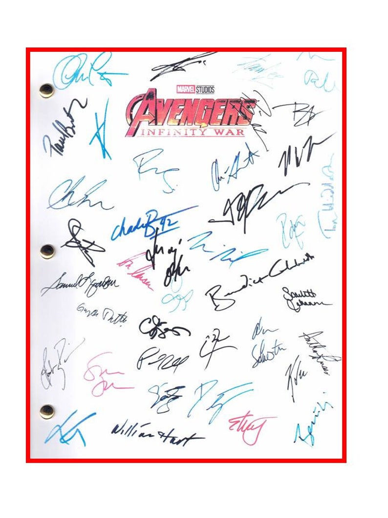 Avengers Infinity War Script Entire Signed 37x Robert Downey Jr., Mark ...