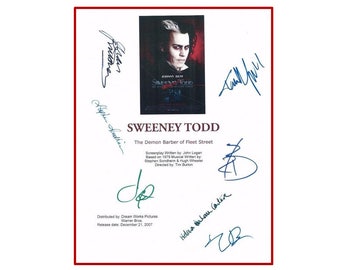 Sweeney Todd Movie Script Signed Stephen Sondheim, Johnny Depp, Tim Burton, Helena Bonham Carter