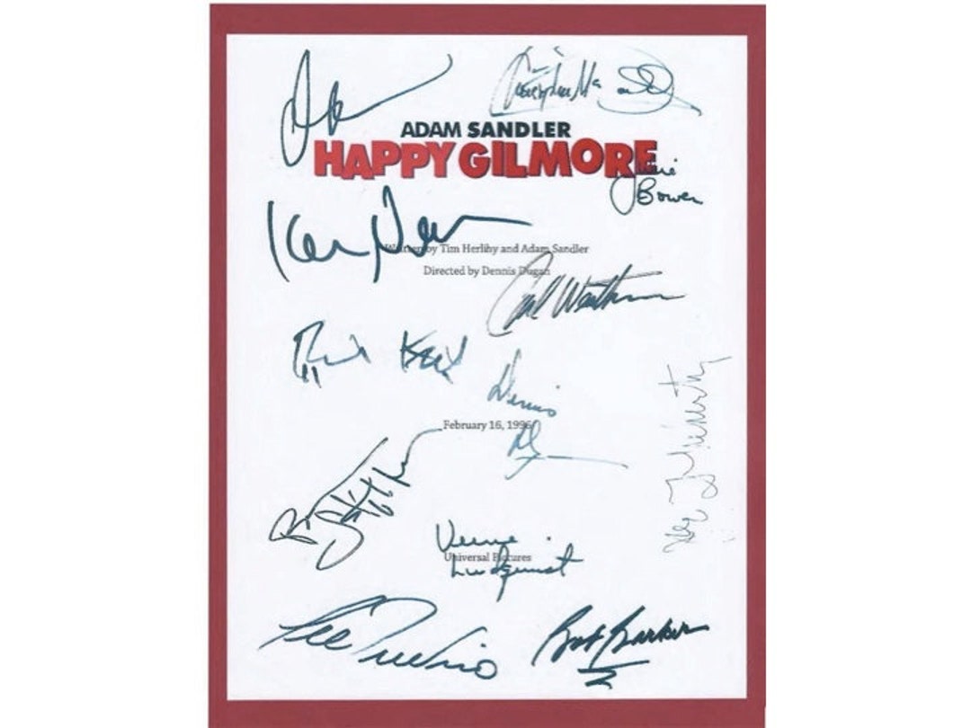 Happy Gilmore Entire Movie Script Screenplay Autographed Adam Sandler