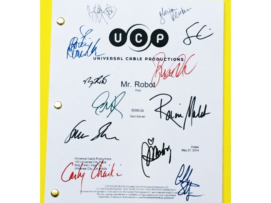 Mr. Robot Script Mr. Robot Signed Script Rpt Rami Malek, Christian Slater, Carly Chaikin ...