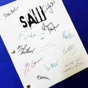 SAW Script Signed Leigh Whannel, Cary Elwes, Danny Glover, Ken Leung, Dina Meyer, Michael Emerson, Tobin Bell, Ned Bellamy, Monica Potter +