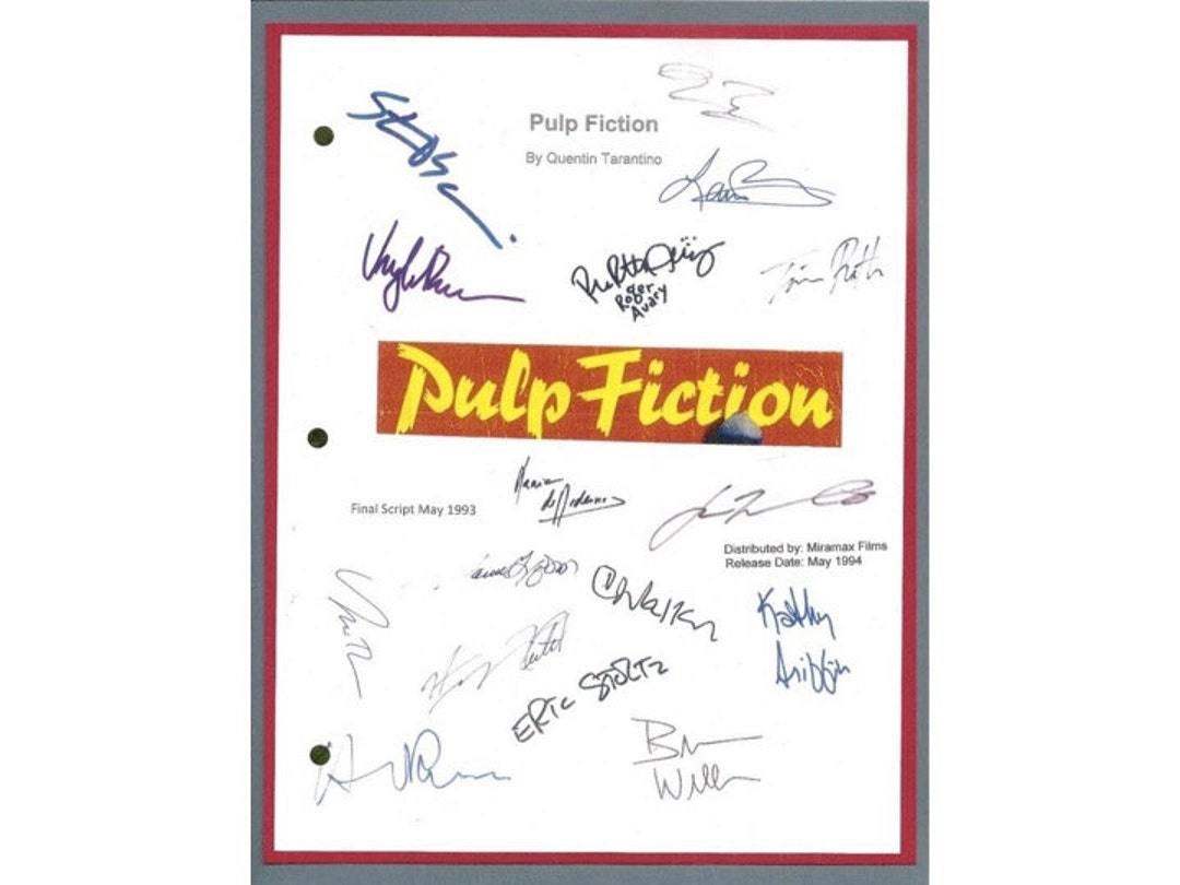 Pulp Fiction Movie Script Signed Autographed Quentin Tarantino, Uma Thurman, John Travolta