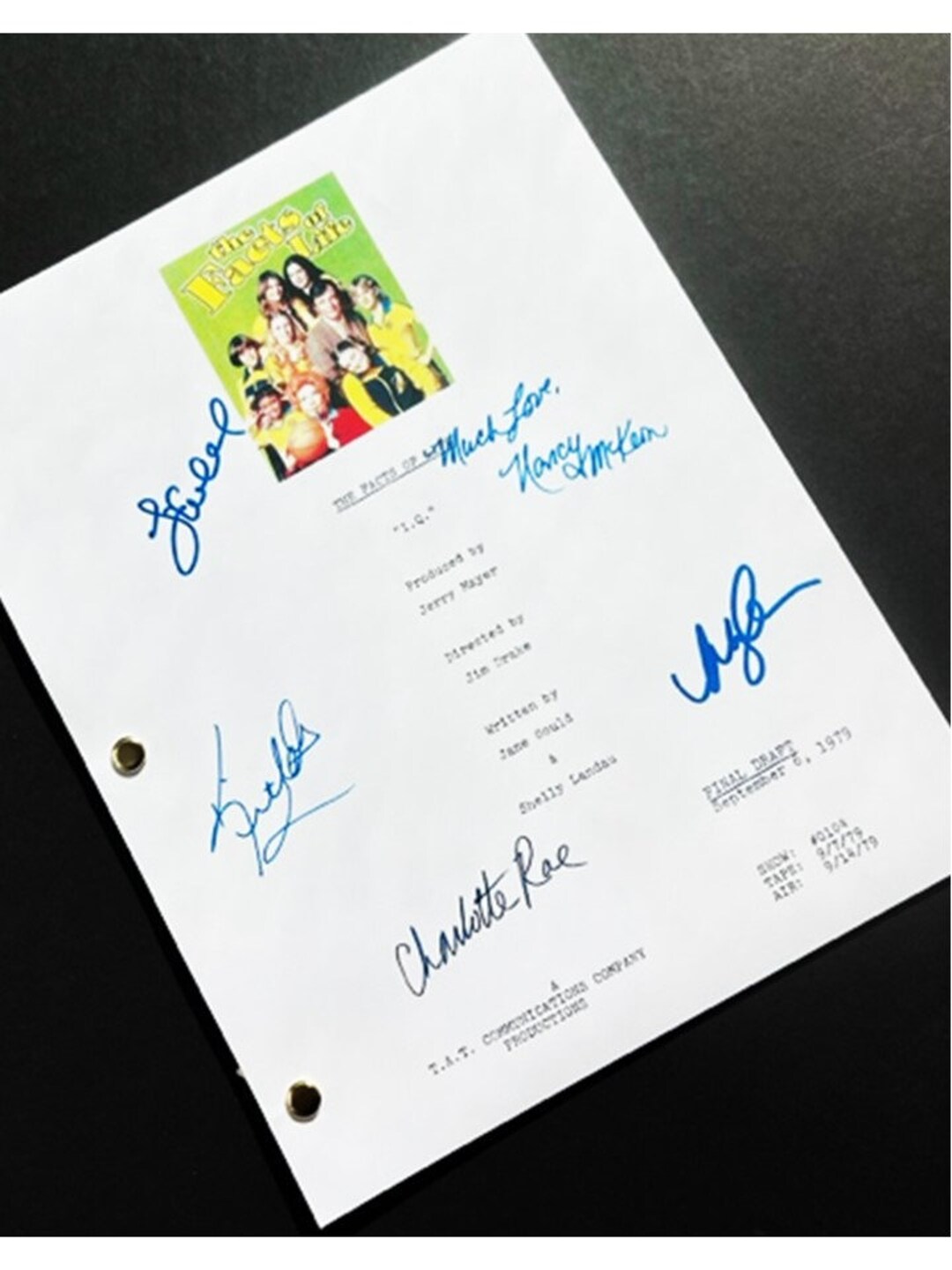 Facts of Life IQ Episode Signed Script Autographed: Lisa Whelchel, Kim ...