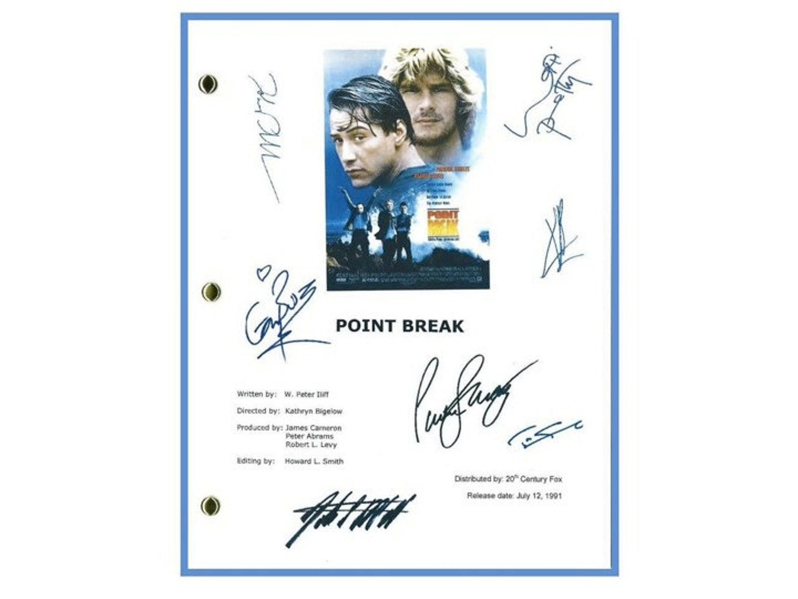 Point Break 1991 Movie Script Signed Screenplay Autographed: Patrick ...