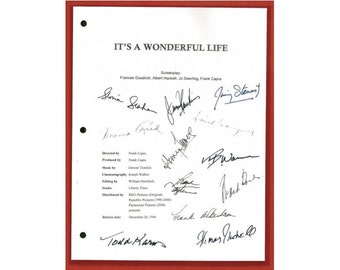 It's a Wonderful Life Movie Script Signed Autographed James Stewart, Donna Reed, Lionel Barrymore, Thomas Mitchell, Henry Travers