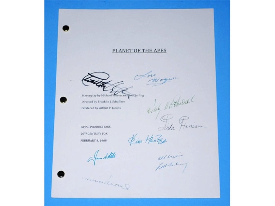 Planet of the Apes Movie Script, Autographed: Charlton Heston, Rod ...