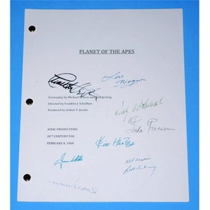 Planet of the Apes Movie Script, Autographed: Charlton Heston, Rod Serling, Roddy McDowall, Kim Hunter, Maurice Evans
