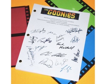 The Goonies Movie Screenplay Script Autographed: Steven Spielberg, Sean Astin, Josh Brolin, Jeff Cohen, Corey Feldman, Martha Plimpton