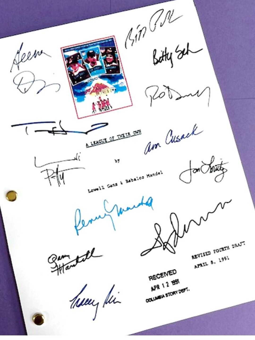 A League of Their Own Movie Script Signed Tom Hanks, Geena Davis ...