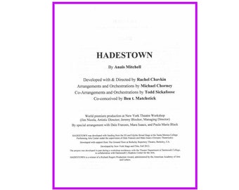 Hadestown New York Theatre Workshop Musical Script May 2016