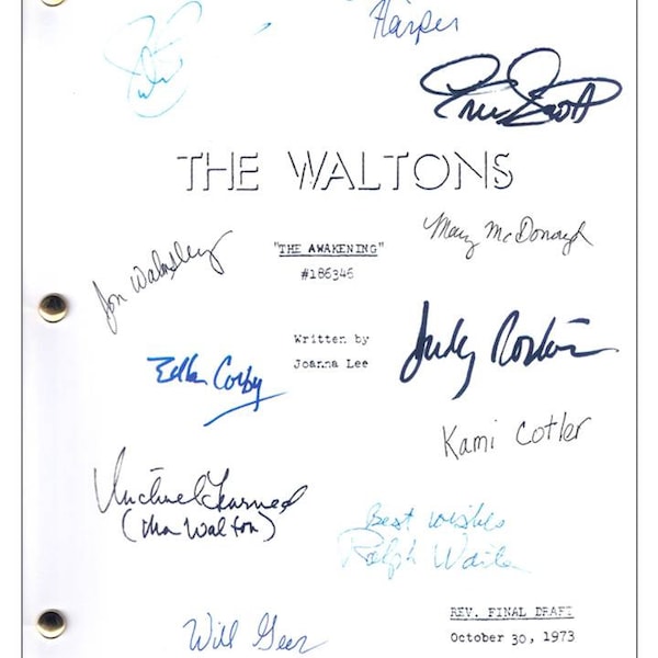 The Waltons "Awakening" TV Script Signed Richard Thomas, Ralph Waite, Michael Learned, Ellen Corby, Will Geer, Judy Norton +more