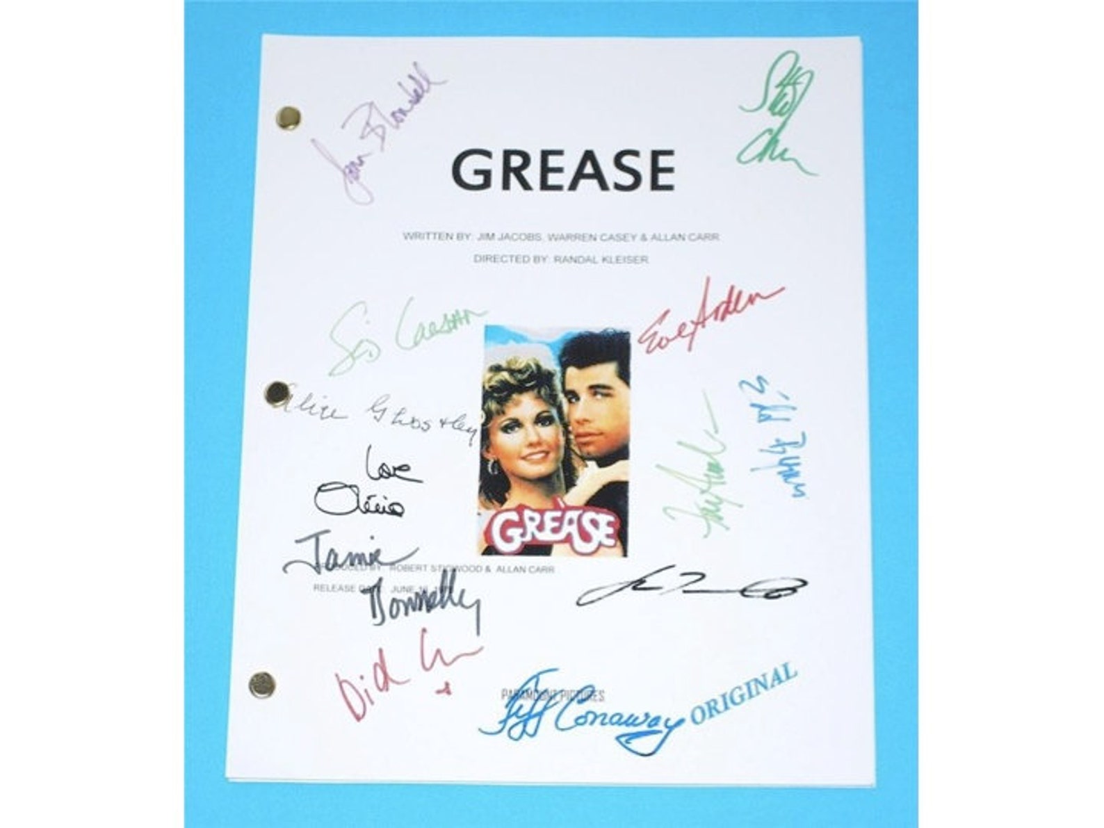 Grease 1978 Movie Script Autographed John Travolta Olivia Etsy