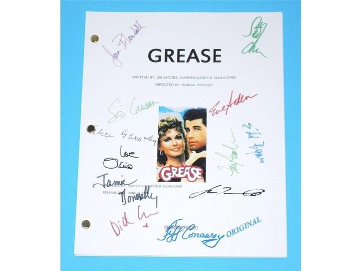 Grease 1978 Movie Script Autographed John Travolta Olivia Etsy