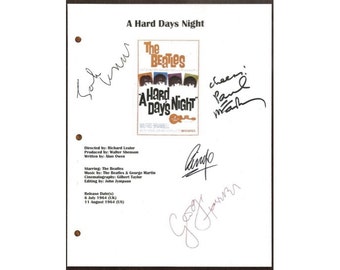 The Beatles "A Hard Day's Night" Movie Script Signed Screenplay Autographed: John Lennon, George Harrison, Paul McCartney, Ringo Starr