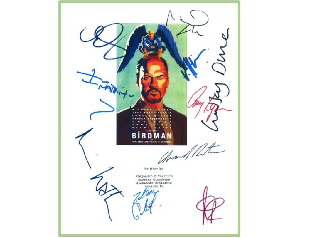 Birdman Movie Script Signed Michael Keaton, Edward Norton, Emma Stone ...