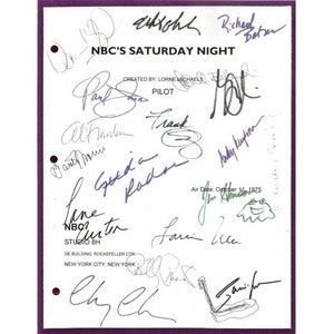 Saturday Night Live Pilot Episode TV Script Autographs: John Belushi, Chevy Chase, Dan Aykroyd, Jane Curtin, Garrett Morris, Gilda Radner