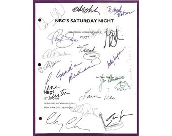 Saturday Night Live Pilot Episode TV Script Autographs: John Belushi, Chevy Chase, Dan Aykroyd, Jane Curtin, Garrett Morris, Gilda Radner