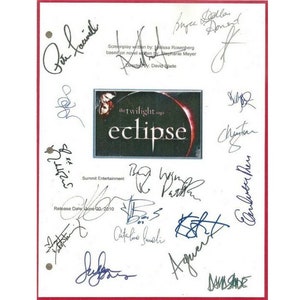 Twilight Eclipse Movie Script Signed Rpt Kristen Stewart, Robert Pattinson, Taylor Lautner, Peter Facinelli, Nikki Reed. Ashley Greene +more