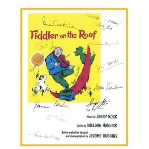 Fiddler on the Roof Movie Script Signed Screenplay Autographed: Zero Mostel, Maria Karnilova, Bert Convy, Bea Arthur, Tanya Everett