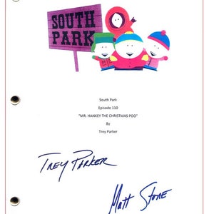 South Park &quot;Mr. Hankey The Christmas Poo&quot; TV Signed Script Autographed: Trey Parker, Matt Stone