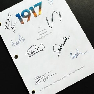 1917 Movie Signed Script Screenplay Autographed: George Mackay, Sam Mendes, Dean Charles Chapman, Benedict Cumberland, Colin Firth+