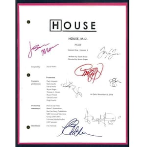 House MD Pilot Episode Television Script Autographed: Hugh Laurie, Lisa Edelstein, Olivia Wilde, Omar Epps, Jennifer Morrison,Jesse Spencer