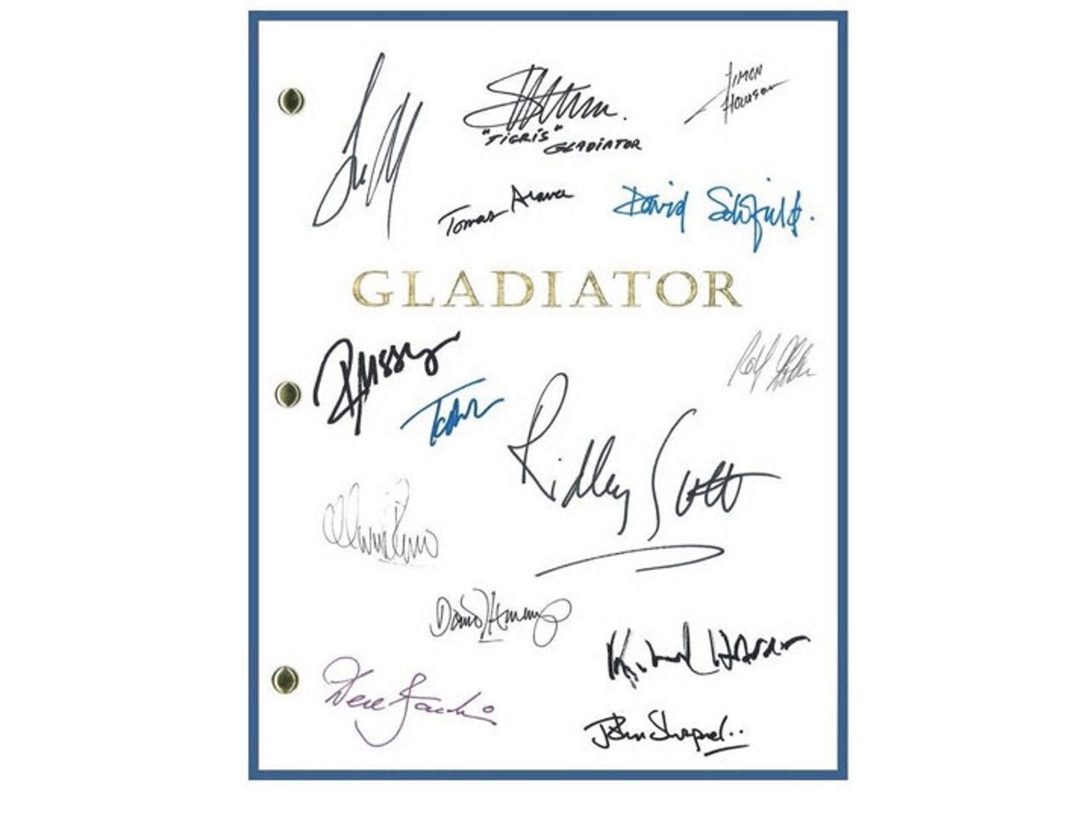 Gladiator Movie Script Autographed: Ridley Scott, Russell Crowe ...