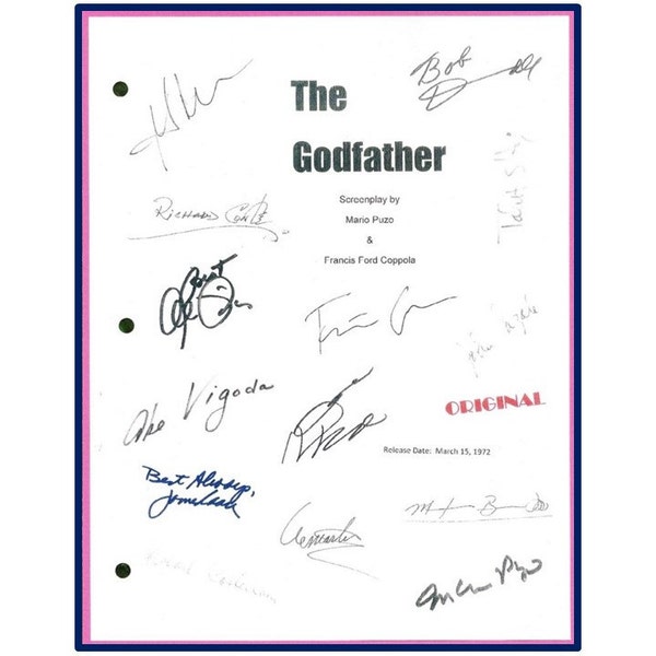 The Godfather Movie Script Signed Autographed Marlon Brando, Al Pacino, James Caan, Mario Puzo, Francis Ford Coppola, Robert Duvall