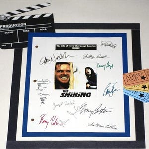 The Shining Movie Screenplay Script Autographed Stephen King, Jack Nicholson, Shelley Duvall, Tony Burton, Danny Lloyd, Barry Dennen