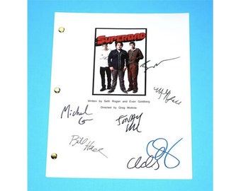 Superbad Movie Signed Script Screenplay Autographed: Seth Rogan, Jonah Hill, Michael Cera, Bill Hader, Emma Stone, Martha Macisaac