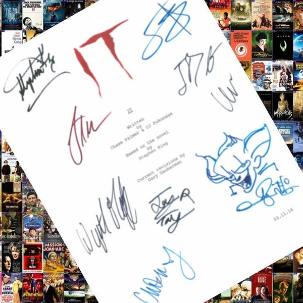 IT Entire Movie Script Signed Screenplay Autographed: Stephen King, Jaeden Martell, Finn Wolfhard, Chosen Jacobs, Bill Skarsgard, +more