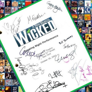 Wicked Broadway Opening Night Script Signed Autographed Idina Menzel, Kristin Chenoweith, Stephen Schwartz