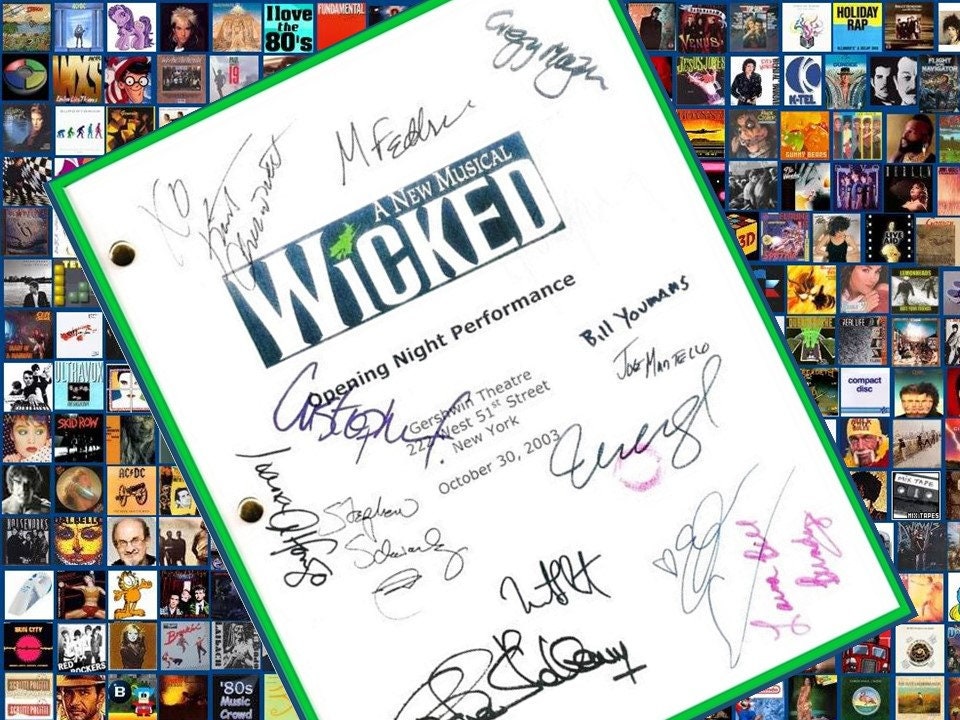 Wicked Broadway Opening Night Script Signed Autographed Idina 