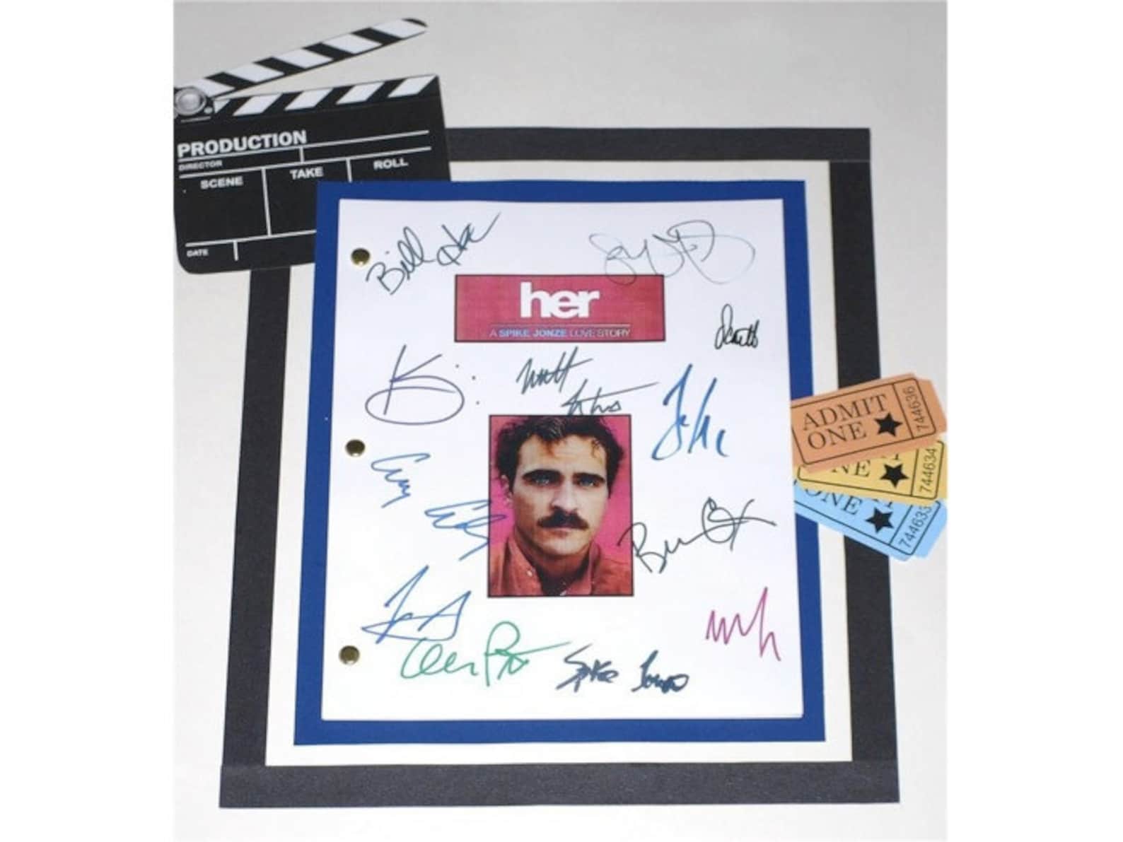Her Movie Script Signed Screenplay Autographed Spike Jonze, Scarlett