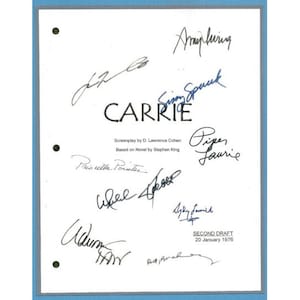 Carrie Movie Script Signed Screenplay Autographed: Sissy Spacek, Piper Laurie, Betty Buckley, Amy Irving, William Katt, John Travolta