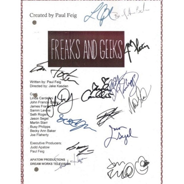 Freaks and Geeks TV Script Signed Autographed: John Francis Daley, Martin Starr, Samm Levine, Seth Rogan