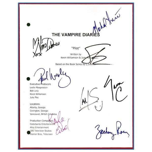 Vampire Diaries TV Script Signed Autographed Paul Wesley, Ian Somerhalder Nina Dobrev, Kayla Ewell, Sara Canning, Steven R. McQueen and more