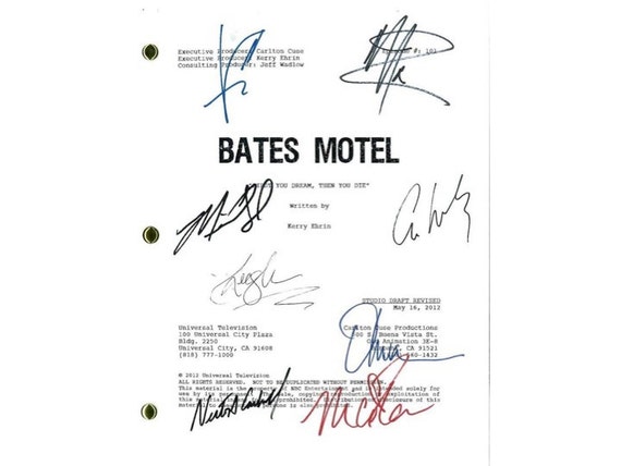 Bates Motel Pilot Episode TV Script Autographed: Vera Farmiga, Freddie  Highmore, Max Thieriot, Olivia Cooke, Nicola Peltz, Mike Vogel