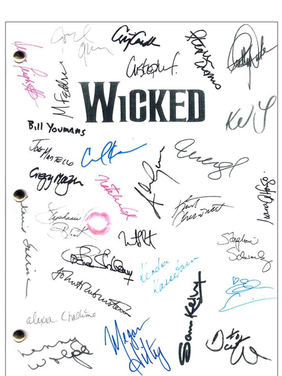 Wicked Broadway Script Signed Stephen Schwartz, Idina Menzel, Joel Grey, Stephanie J. Block