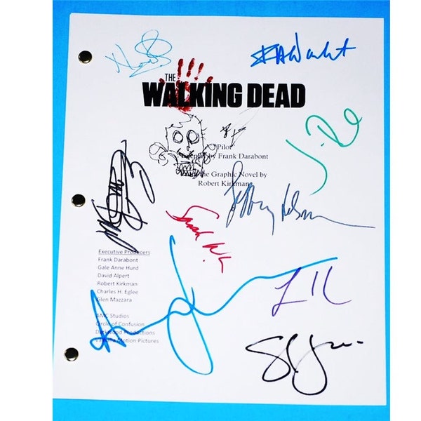 Walking Dead TV Script Screenplay Autographs Signed Andrew Lincoln, Steven Yeun, Frank Darabont, Robert Kirkman, Jon Bernthal, Emma Bell