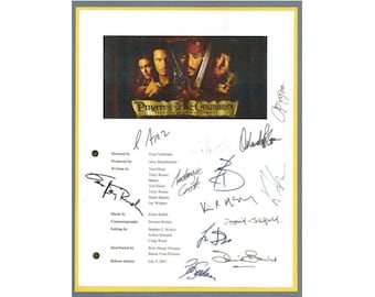 Pirates of the Caribbean Movie The Curse Of The Black Pearl Script Signed Johnny Depp, Geoffrey Rusch, Kevin McNally, Orlando Bloom +more